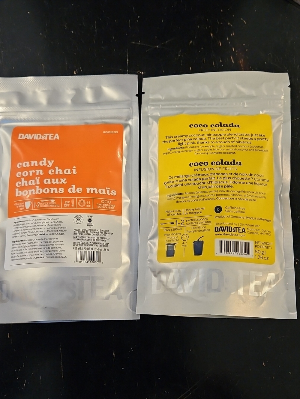 DAVIDsTEA Candy Corn Chai & Coco Colada Tea Pairing - 2 Bags